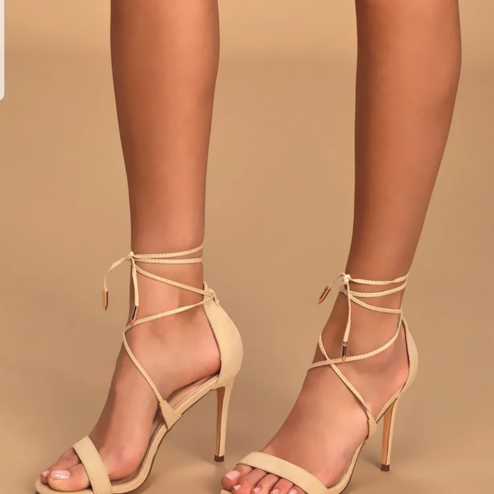 Lulas Aimee Natural Suede Lace-Up Heel